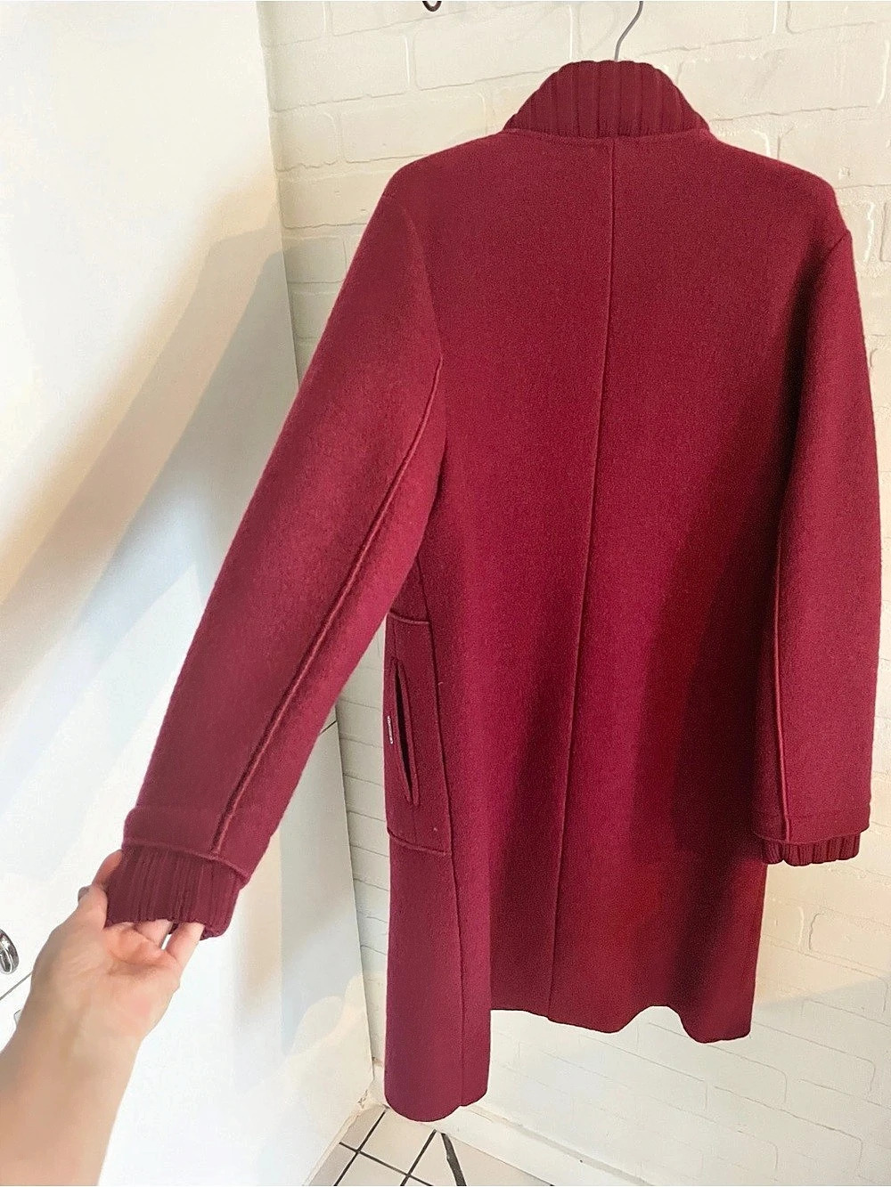 Vintage Geiger Raspberry Boiled Wool Long Coat Austria Sz EU 42 US 8 - Picture 10 of 16